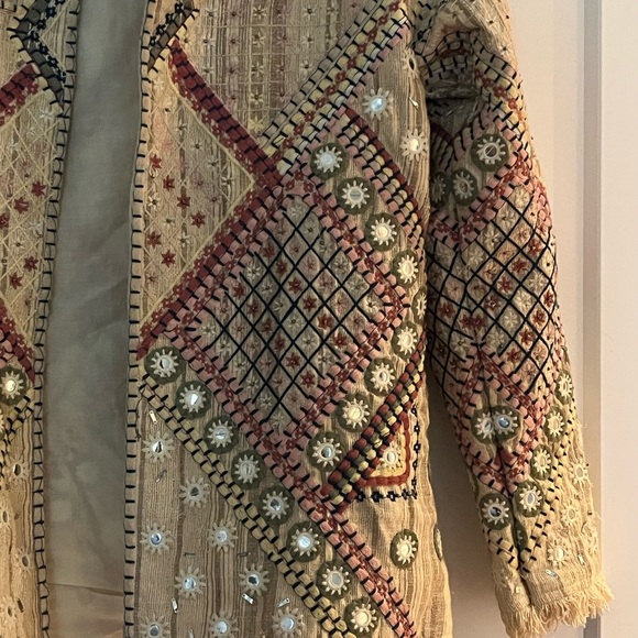 Vintage 100% cotton Indian hand embroidered mirror work bead embellished jacket - Picture 3 of 14